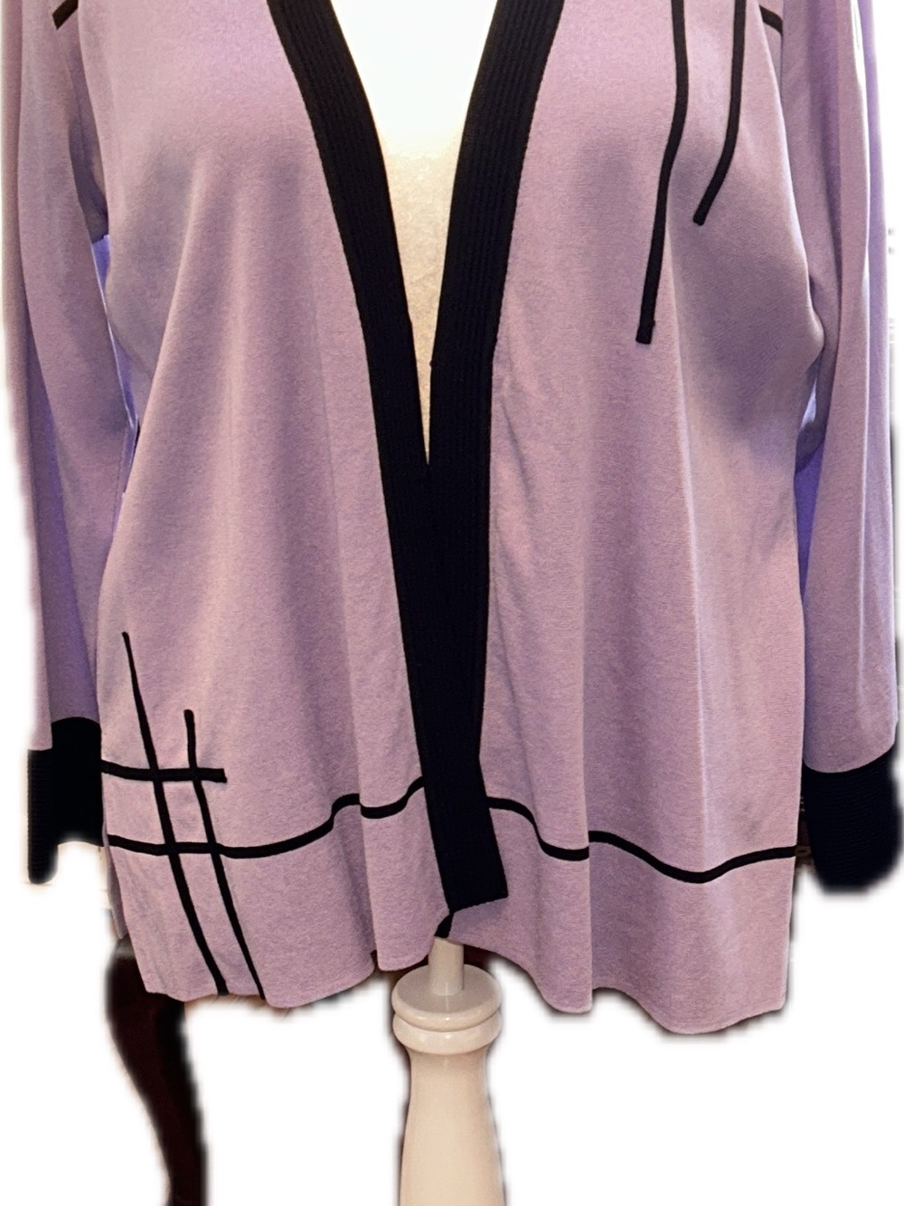 Misook Purple Cardigan with Black Detailing